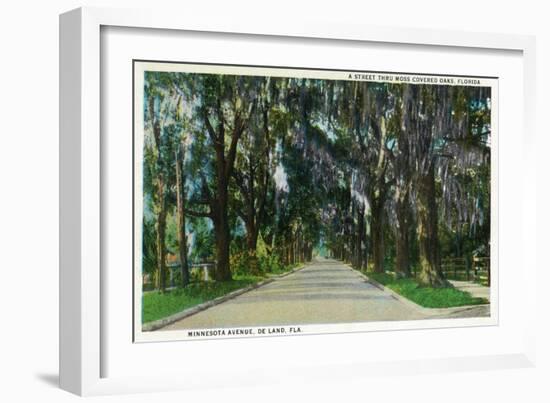 Deland, Florida - View Down Minnesota Avenue-Lantern Press-Framed Art Print