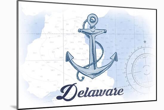 Delaware - Anchor - Blue - Coastal Icon-Lantern Press-Mounted Art Print