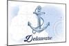 Delaware - Anchor - Blue - Coastal Icon-Lantern Press-Mounted Art Print