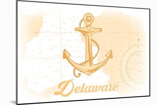 Delaware - Anchor - Yellow - Coastal Icon-Lantern Press-Mounted Art Print