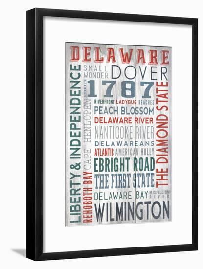 Delaware - Barnwood Typography-Lantern Press-Framed Art Print