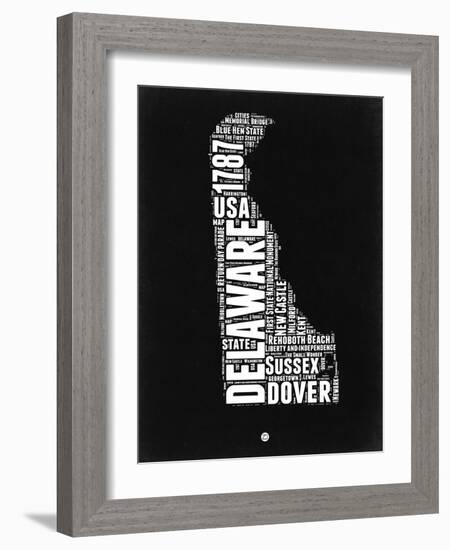 Delaware Black and White Map-NaxArt-Framed Art Print