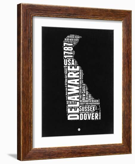 Delaware Black and White Map-NaxArt-Framed Art Print