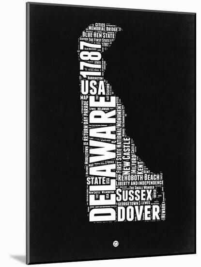 Delaware Black and White Map-NaxArt-Mounted Art Print