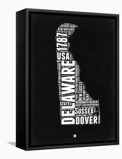 Delaware Black and White Map-NaxArt-Framed Stretched Canvas