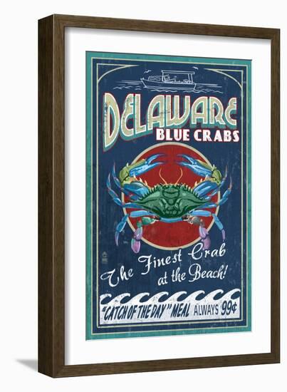 Delaware Blue Crabs - Best at the Beach-Lantern Press-Framed Art Print