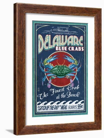 Delaware Blue Crabs - Best at the Beach-Lantern Press-Framed Art Print