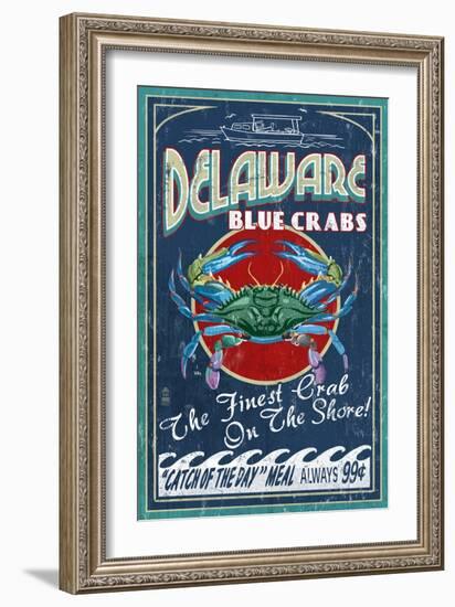 Delaware Blue Crabs-Lantern Press-Framed Premium Giclee Print