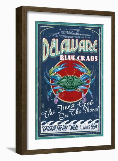 Delaware Blue Crabs-Lantern Press-Framed Premium Giclee Print