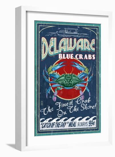 Delaware Blue Crabs-Lantern Press-Framed Premium Giclee Print