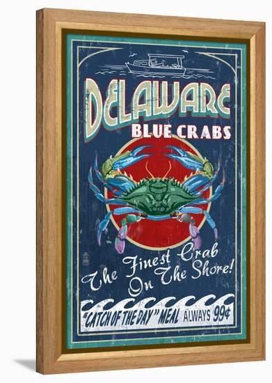 Delaware Blue Crabs-Lantern Press-Framed Stretched Canvas