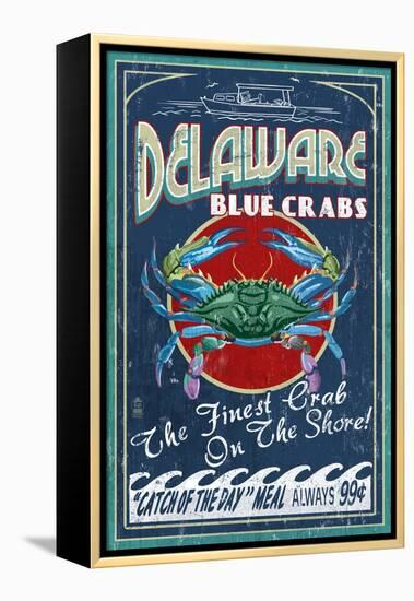 Delaware Blue Crabs-Lantern Press-Framed Stretched Canvas