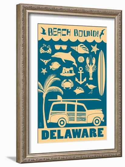 Delaware - Coastal Icons-Lantern Press-Framed Art Print