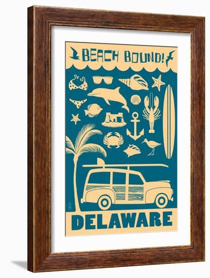 Delaware - Coastal Icons-Lantern Press-Framed Art Print