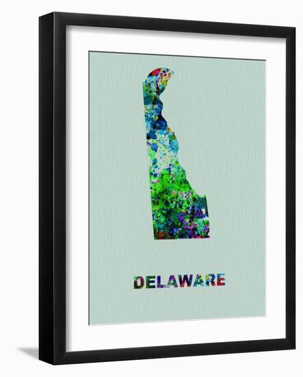 Delaware Color Splatter Map-NaxArt-Framed Art Print