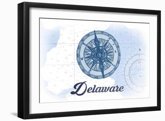 Delaware - Compass - Blue - Coastal Icon-Lantern Press-Framed Art Print