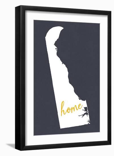 Delaware - Home State - White on Gray-Lantern Press-Framed Art Print