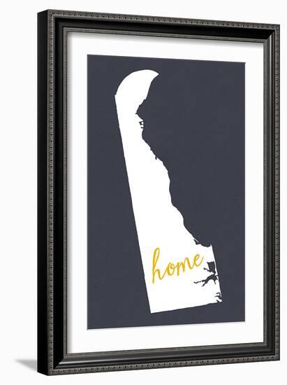 Delaware - Home State - White on Gray-Lantern Press-Framed Art Print