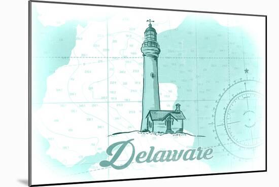 Delaware - Lighthouse - Teal - Coastal Icon-Lantern Press-Mounted Art Print