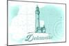 Delaware - Lighthouse - Teal - Coastal Icon-Lantern Press-Mounted Art Print