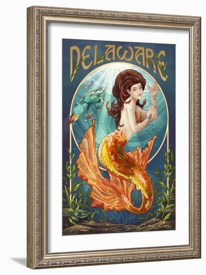 Delaware - Mermaid-Lantern Press-Framed Art Print