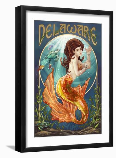 Delaware - Mermaid-Lantern Press-Framed Art Print