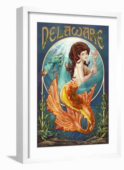 Delaware - Mermaid-Lantern Press-Framed Art Print