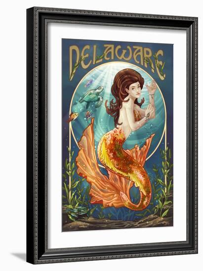 Delaware - Mermaid-Lantern Press-Framed Art Print