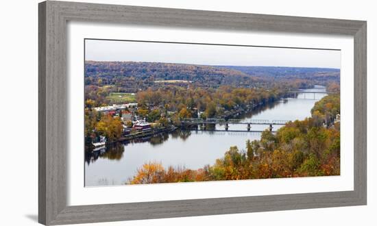 Delaware River Scenic with a View of New Hope, Pennsylvania-George Oze-Framed Photographic Print