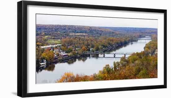 Delaware River Scenic with a View of New Hope, Pennsylvania-George Oze-Framed Photographic Print