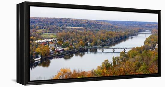 Delaware River Scenic with a View of New Hope, Pennsylvania-George Oze-Framed Premier Image Canvas