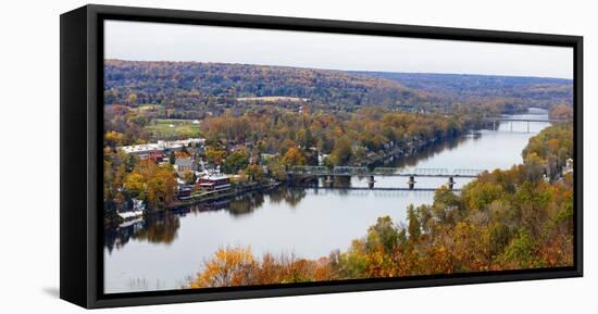 Delaware River Scenic with a View of New Hope, Pennsylvania-George Oze-Framed Premier Image Canvas