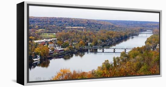 Delaware River Scenic with a View of New Hope, Pennsylvania-George Oze-Framed Premier Image Canvas