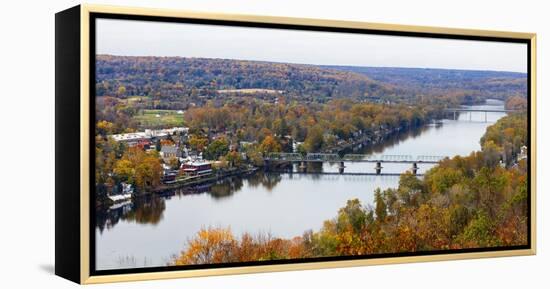 Delaware River Scenic with a View of New Hope, Pennsylvania-George Oze-Framed Premier Image Canvas