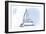 Delaware - Sailboat - Blue - Coastal Icon-Lantern Press-Framed Art Print