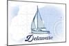 Delaware - Sailboat - Blue - Coastal Icon-Lantern Press-Mounted Art Print