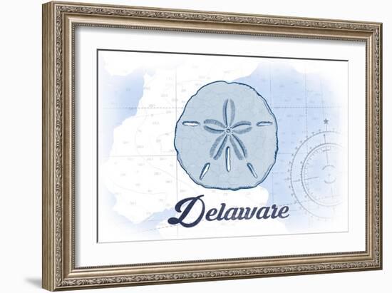 Delaware - Sand Dollar - Blue - Coastal Icon-Lantern Press-Framed Art Print