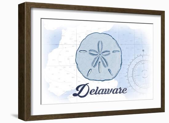 Delaware - Sand Dollar - Blue - Coastal Icon-Lantern Press-Framed Art Print