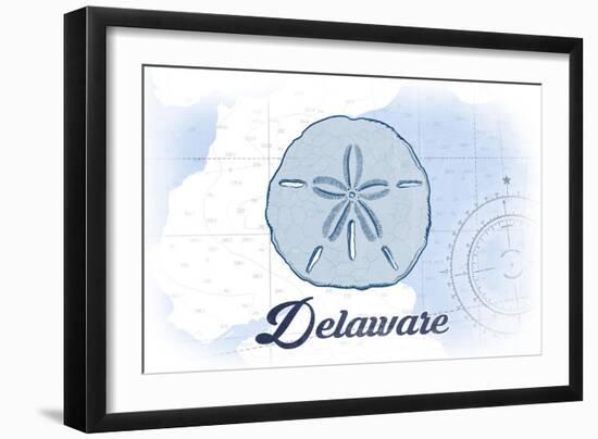 Delaware - Sand Dollar - Blue - Coastal Icon-Lantern Press-Framed Art Print