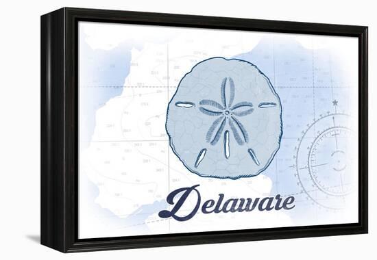 Delaware - Sand Dollar - Blue - Coastal Icon-Lantern Press-Framed Stretched Canvas