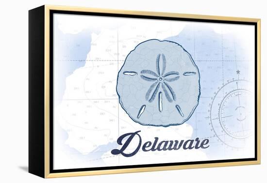 Delaware - Sand Dollar - Blue - Coastal Icon-Lantern Press-Framed Stretched Canvas