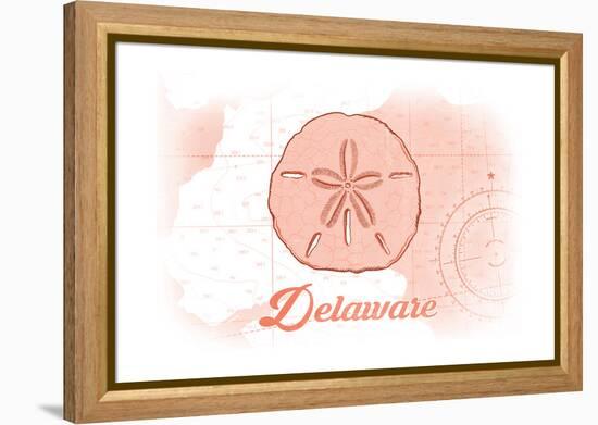 Delaware - Sand Dollar - Coral - Coastal Icon-Lantern Press-Framed Stretched Canvas