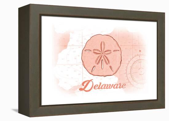 Delaware - Sand Dollar - Coral - Coastal Icon-Lantern Press-Framed Stretched Canvas