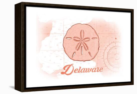 Delaware - Sand Dollar - Coral - Coastal Icon-Lantern Press-Framed Stretched Canvas