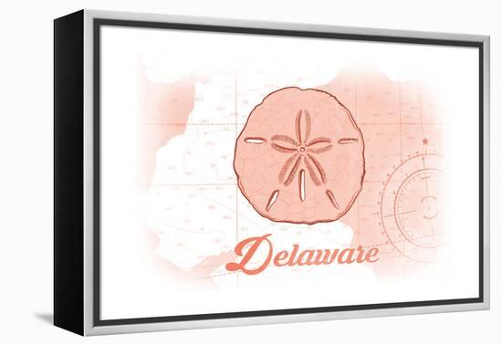 Delaware - Sand Dollar - Coral - Coastal Icon-Lantern Press-Framed Stretched Canvas