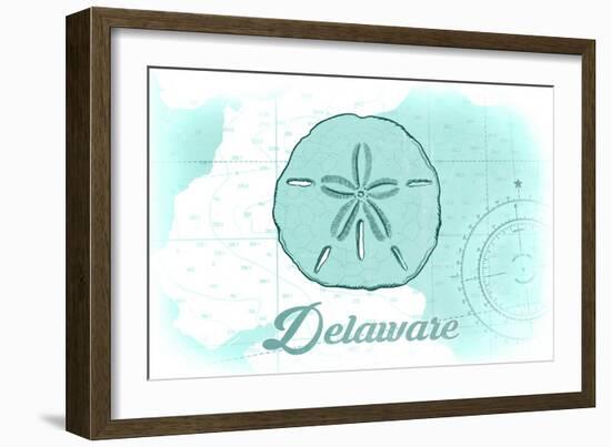 Delaware - Sand Dollar - Teal - Coastal Icon-Lantern Press-Framed Art Print