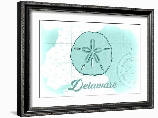 Delaware - Sand Dollar - Teal - Coastal Icon-Lantern Press-Framed Art Print