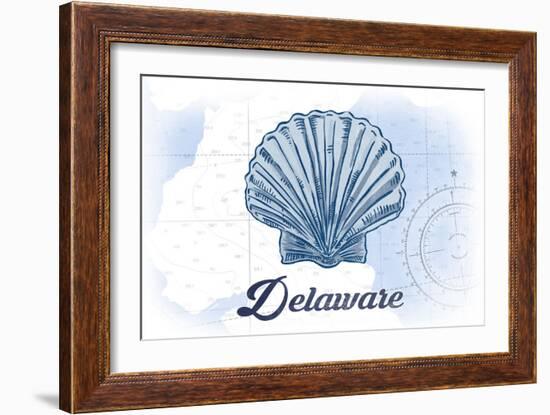 Delaware - Scallop Shell - Blue - Coastal Icon-Lantern Press-Framed Art Print