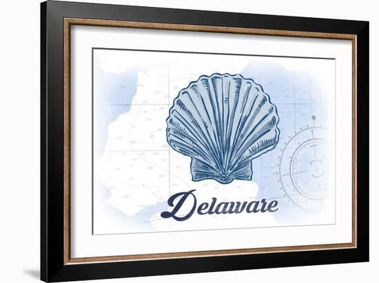 Delaware - Scallop Shell - Blue - Coastal Icon-Lantern Press-Framed Art Print