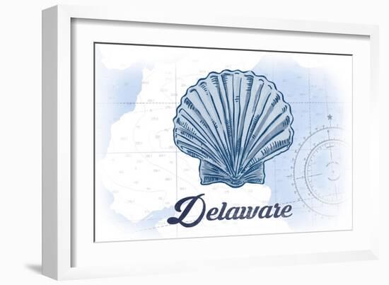 Delaware - Scallop Shell - Blue - Coastal Icon-Lantern Press-Framed Art Print